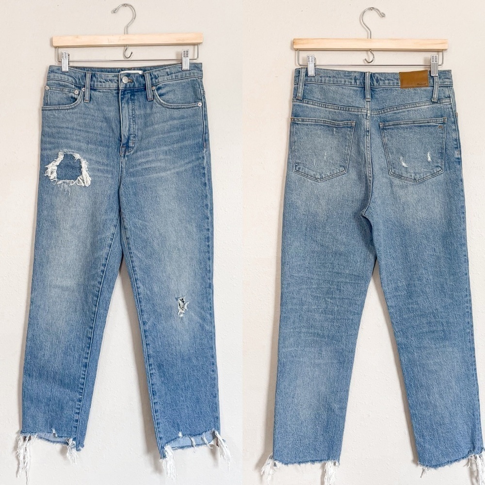Madewell | Classic Straight Jean, Medium Wash, Distress, 27
